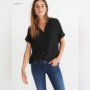 Madewell Central Drapey Shirt, Black, Size M